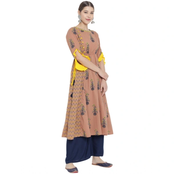 Women's Casual 3/4 th Sleeve Floral Printed Cotton Kurti (MultiColor) - MultiColor, 0.35, M