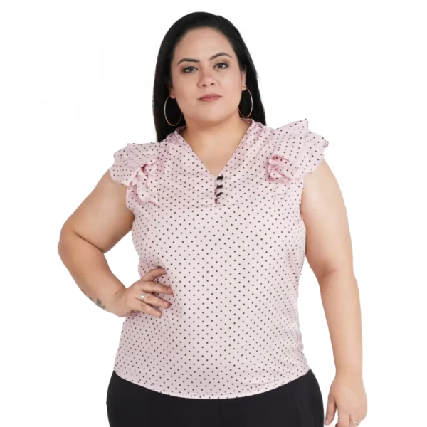 Generic Women's Casual Flared Sleeve Printed Pink Top (Color:PinkMaterial:Crepe) - Pink, 3/4th Sleeve, 5XL