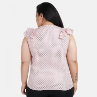 Generic Women's Casual Flared Sleeve Printed Pink Top (Color:PinkMaterial:Crepe) - Pink, 3/4th Sleeve, 5XL