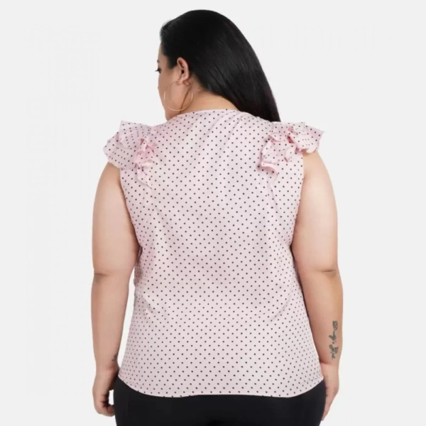 Generic Women's Casual Flared Sleeve Printed Pink Top (Color:PinkMaterial:Crepe) - Pink, 3/4th Sleeve, 5XL