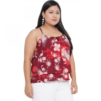 Generic Women's Casual Floral Print Red Top (Color:RedMaterial:Polyester) - Red, 3/4th Sleeve, 6XL