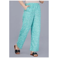 Women's Casual Half Sleeve Printed Viscose Rayon Shirt With Pyjama Pant Night Suit Set (Green) - Green, 2XL