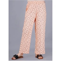 Women's Casual Half Sleeve Printed Viscose Rayon Shirt With Pyjama Pant Night Suit Set (Peach) - Peach, M