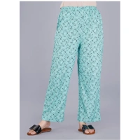 Women's Casual Half Sleeve Printed Viscose Rayon Shirt With Pyjama Pant Night Suit Set (Green) - Green, L