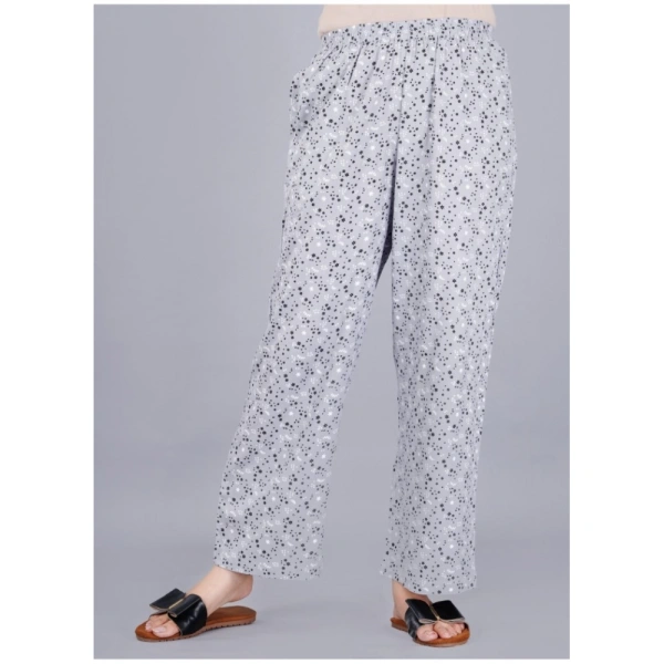 Women's Casual Half Sleeve Printed Viscose Rayon Shirt With Pyjama Pant Night Suit Set (Grey) - L