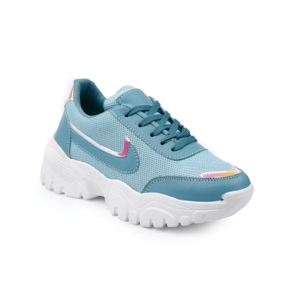 Shopnav Women's Casual Mesh Printed Lace-Ups Shoes (Blue) - 6
