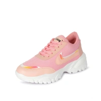 Shopnav Women's Casual Mesh Printed Lace-Ups Shoes (Pink) - 3