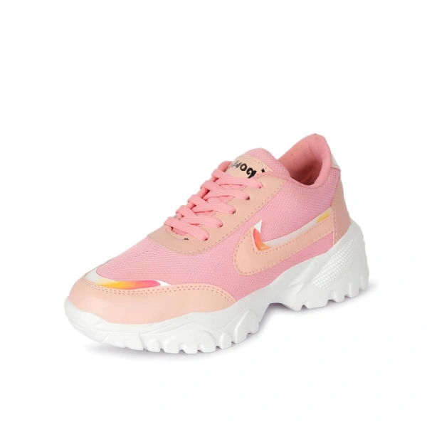 Shopnav Women's Casual Mesh Printed Lace-Ups Shoes (Pink) - 3