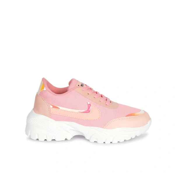 Shopnav Women's Casual Mesh Printed Lace-Ups Shoes (Pink) - 6