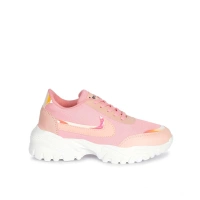 Shopnav Women's Casual Mesh Printed Lace-Ups Shoes (Pink) - 6