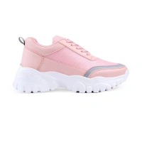 Shopnav Women's Casual Mesh Printed Lace-Ups Shoes (Pink) - 3