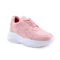 Shopnav Women's Casual Mesh Printed Lace-Ups Shoes (Pink) - 4