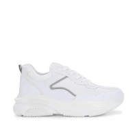 Shopnav Women's Casual Mesh Printed Lace-Ups Shoes (White) - 4