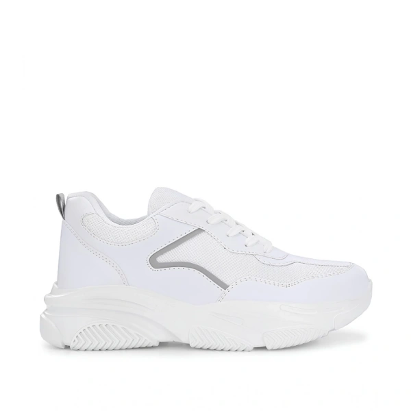 Shopnav Women's Casual Mesh Printed Lace-Ups Shoes (White) - 4