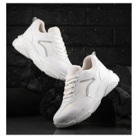 Shopnav Women's Casual Mesh Printed Lace-Ups Shoes (White) - 4
