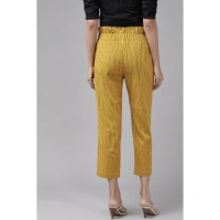 Women's Casual Printed Cotton Flex Trouser Pant (Mustard) - Mustard, 0.35, L