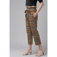 Women's Casual Printed Cotton Trouser Pant (MultiColor) - MultiColor, 0.35, L