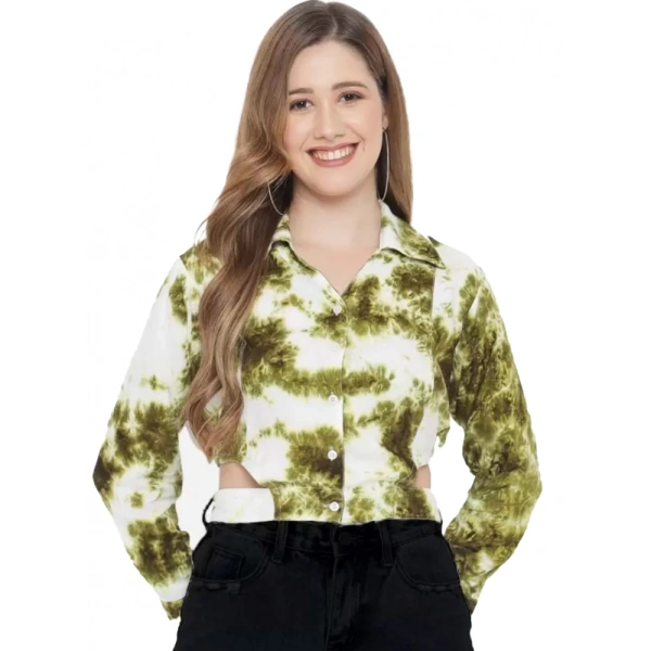 Generic Women's Casual Printed Green Top (Color:GreenMaterial:Rayon) - Green, 3/4th Sleeve, 5XL