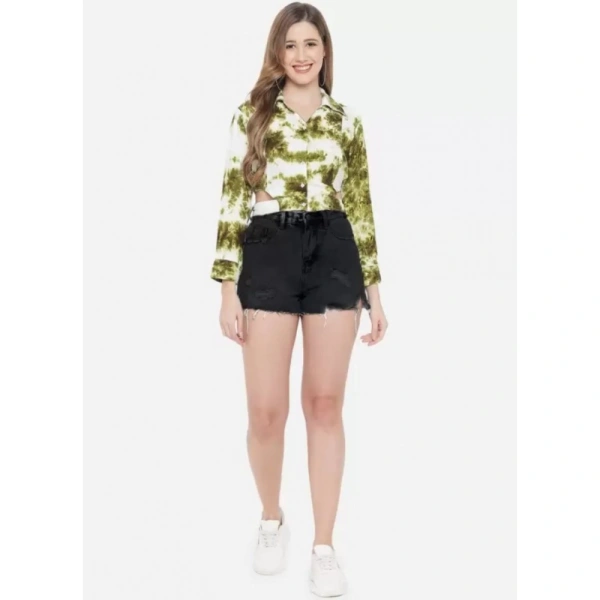 Generic Women's Casual Printed Green Top (Color:GreenMaterial:Rayon) - Green, 3/4th Sleeve, 5XL