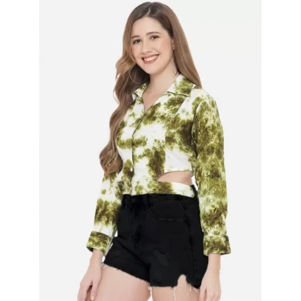 Generic Women's Casual Printed Green Top (Color:GreenMaterial:Rayon) - Green, 3/4th Sleeve, 5XL