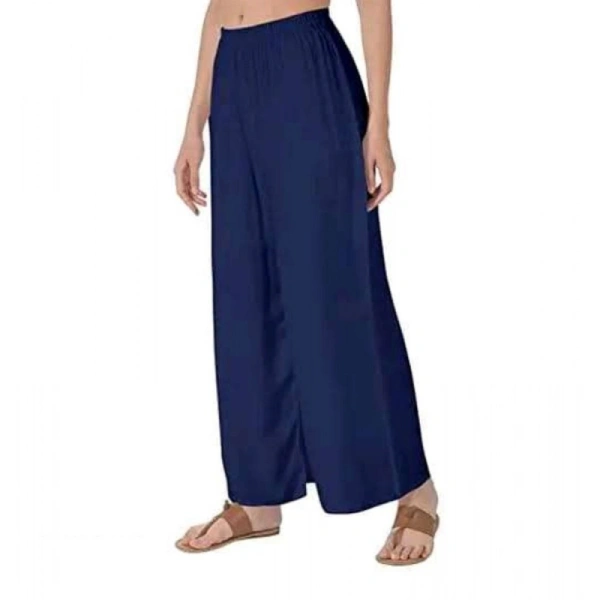 Shopnav Women's Casual Rayon Solid Ankle Length Palazzo (Navy Blue , Free Size)