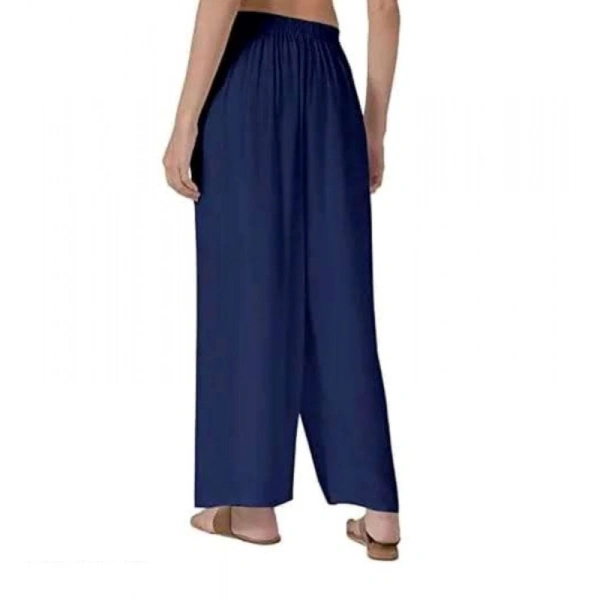 Shopnav Women's Casual Rayon Solid Ankle Length Palazzo (Navy Blue , Free Size)