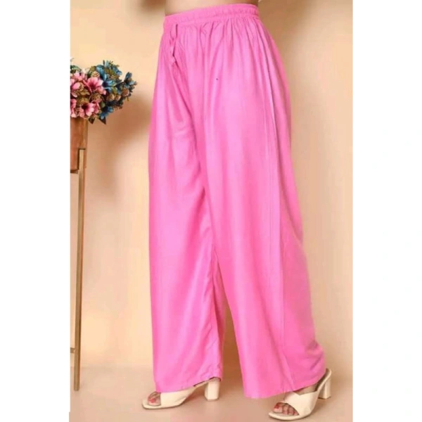 Shopnav Women's Casual Rayon Solid Ankle Length Palazzo (Pink, Free Size)