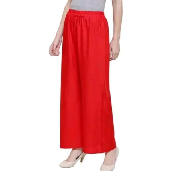 Shopnav Women's Casual Rayon Solid Ankle Length Palazzo (Red, Free Size)
