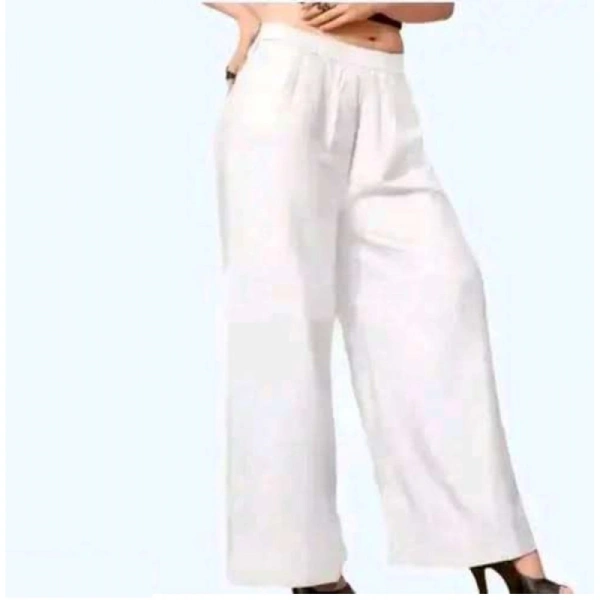 Shopnav Women's Casual Rayon Solid Ankle Length Palazzo (White, Free Size)