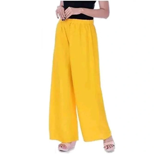 Shopnav Women's Casual Rayon Solid Ankle Length Palazzo (Yellow , Free Size)