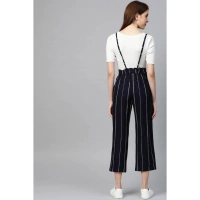 Women's Casual Short Sleeve Striped Rayon Dungaree (Blue) - Blue, 0.35, S