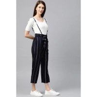 Women's Casual Short Sleeve Striped Rayon Dungaree (Blue) - Blue, 0.35, S