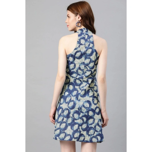 Women's Casual Sleeveless Floral printed Cotton Dress (Blue) - Blue, 0.35, 2XL