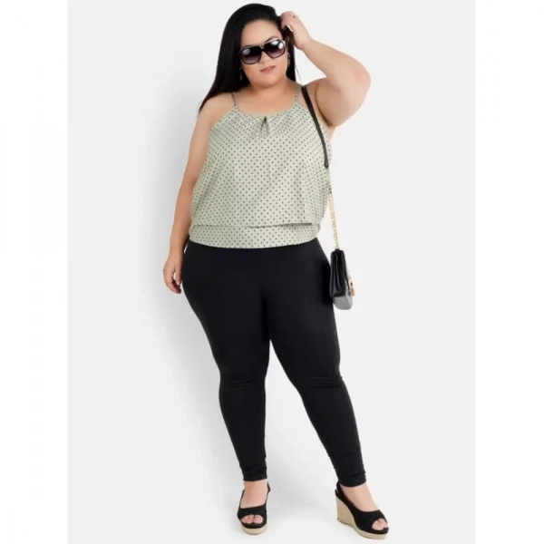 Generic Women's Casual Sleeveless Polka Print Green Top (Color:GreyMaterial:Crepe) - Grey, 3/4th Sleeve, 5XL