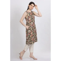 Women's Casual Sleeveless Viscose Rayon Printed Kurti (Green) - Green, 2XL