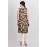 Women's Casual Sleeveless Viscose Rayon Printed Kurti (Green) - Green, 2XL