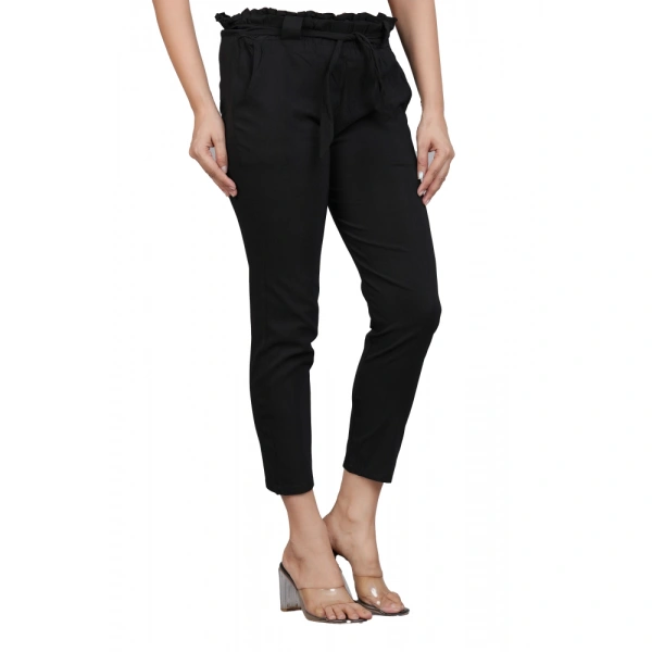 Women's Casual Solid Lycra Trouser Pant (Black) - Black, 0.35, XL