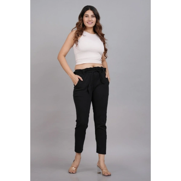 Women's Casual Solid Lycra Trouser Pant (Black) - Black, 0.35, XL
