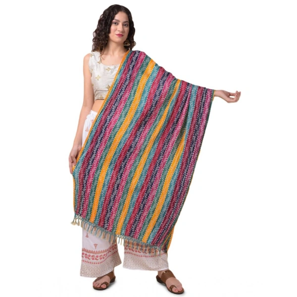 Women's Chanderi Printed Dupatta (Multicolor, Length:Â 2.25 to 2.50 Mtr) - Multicolored