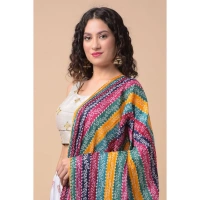 Women's Chanderi Printed Dupatta (Multicolor, Length:Â 2.25 to 2.50 Mtr) - Multicolored