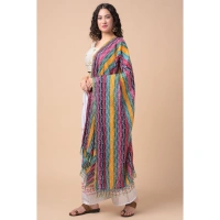 Women's Chanderi Printed Dupatta (Multicolor, Length:Â 2.25 to 2.50 Mtr) - Multicolored
