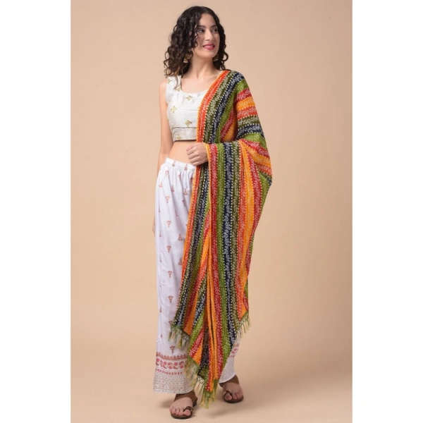 Women's Chanderi Printed Dupatta (Multicolor, Length:Â 2.25 to 2.50 Mtr) - Multicolored