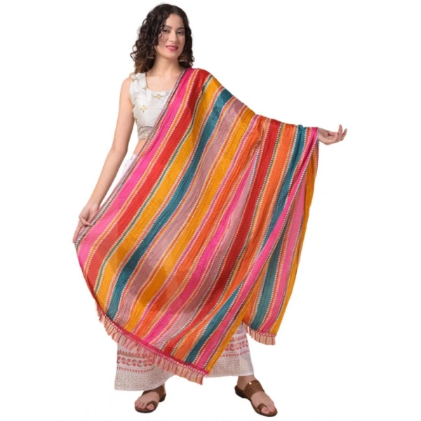 Women's Chanderi Printed Dupatta (Multicolor, Length:Â 2.25 to 2.50 Mtr) - Multicolored