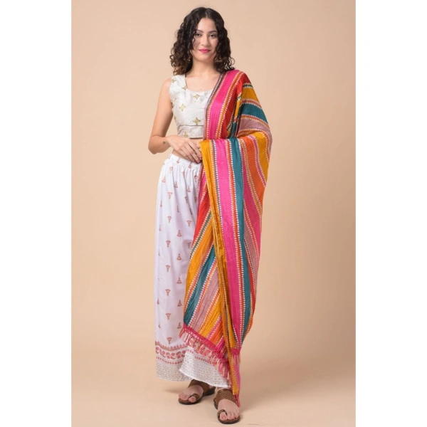 Women's Chanderi Printed Dupatta (Multicolor, Length:Â 2.25 to 2.50 Mtr) - Multicolored
