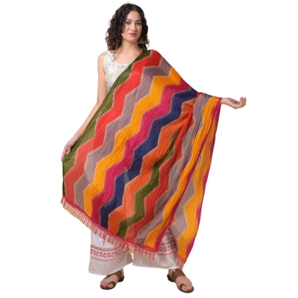 Women's Chanderi Printed Dupatta (Multicolor, Length:Â 2.25 to 2.50 Mtr) - Multicolored