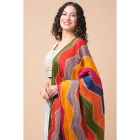 Women's Chanderi Printed Dupatta (Multicolor, Length:Â 2.25 to 2.50 Mtr) - Multicolored