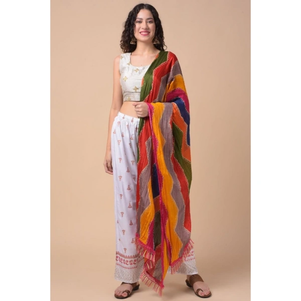Women's Chanderi Printed Dupatta (Multicolor, Length:Â 2.25 to 2.50 Mtr) - Multicolored