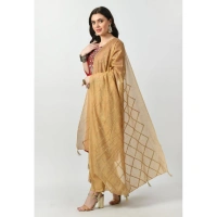 Women's Chanderi Self design Dupatta (Gold, Length: Free Size)