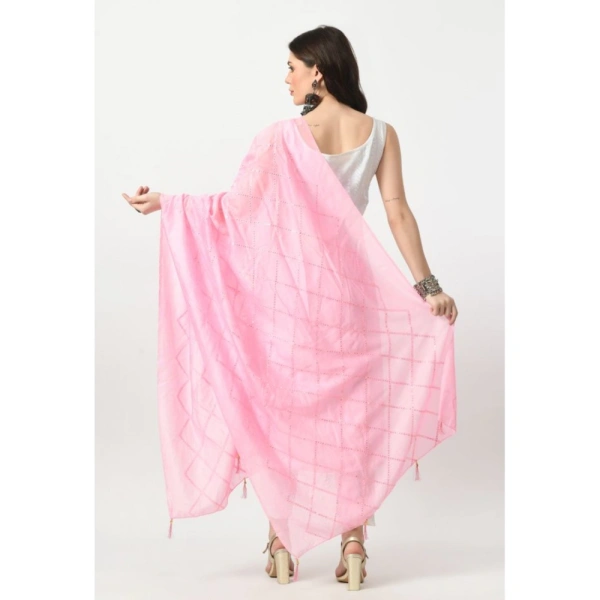 Women's Chanderi Self design Dupatta (Pink, Length: Free Size)