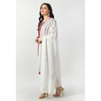 Women's Chanderi Self design Dupatta (White, Length: Free Size)